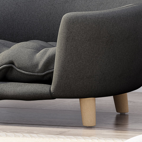 Elevated Luxurious Fabric Chaise Lounger for Dogs or Cats with Wood Legs