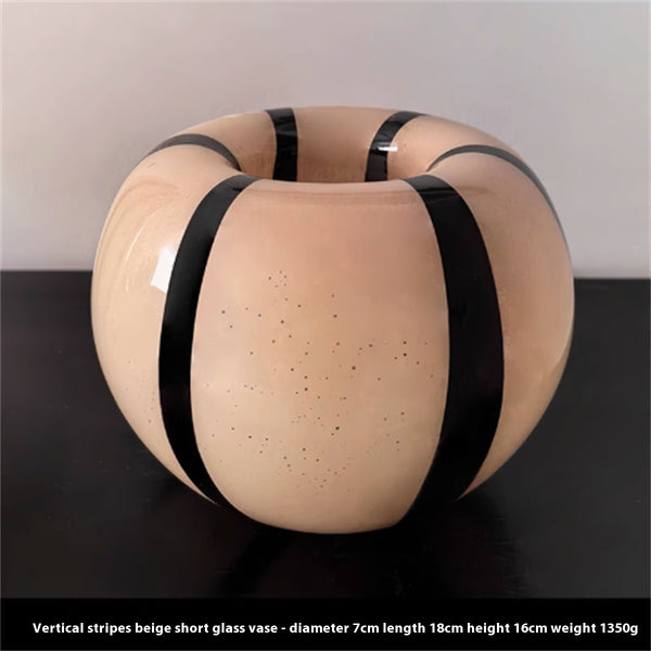 Midcentury Style Striped Glass Vase