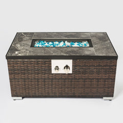 Outdoor Fire Table Propane Pit Rattan With Tile Tabletop
