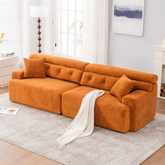 ORANGE COMPRESSION SOFA 4-seater Combined Sofa, Wood Grain Chenille Fabric