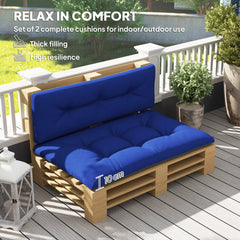 2 Seater Pallet Cushions Outdoor 3.9" Thick Replacement Cushions - Tufted Design for Garden, Patio, Navy Blue