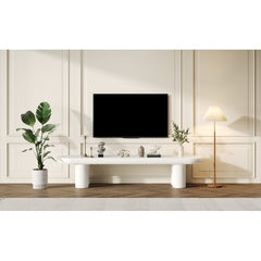 White Painted TV Stand Cabinet For TV Up To 70 Inch, TV Unit TV Console Table, Wooden Entertainment Center For Living Room, Dining Room, Bedroom