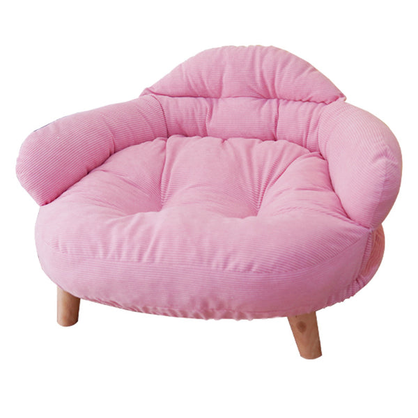 Plush Elevated Fabric Indoor Pet Bed with Solid Wood Legs