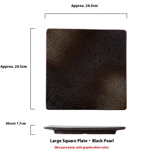 Square Plate Colored Glaze Plate Dish Barbecue Ceramic Plate