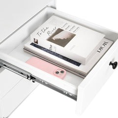 Modern Night Stand Storage Cabinet For Living Room Bedroom, Steel Cabinet With 3 Drawers,Bedside Furniture, Circular Handle