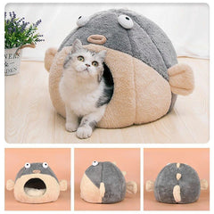 Cute Animal Cat Accessory Furniture Balloonfish-shaped House