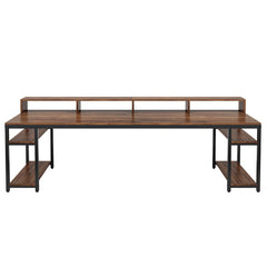 Long Double Computer Office Desk With Storage Shelves