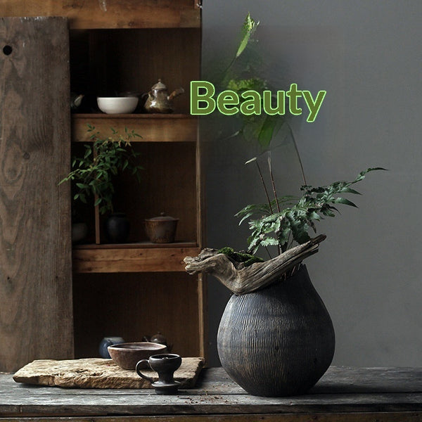 Ophelia Modern Hand-carved Painted Ceramic Vase