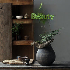 Ophelia Modern Hand-carved Painted Ceramic Vase