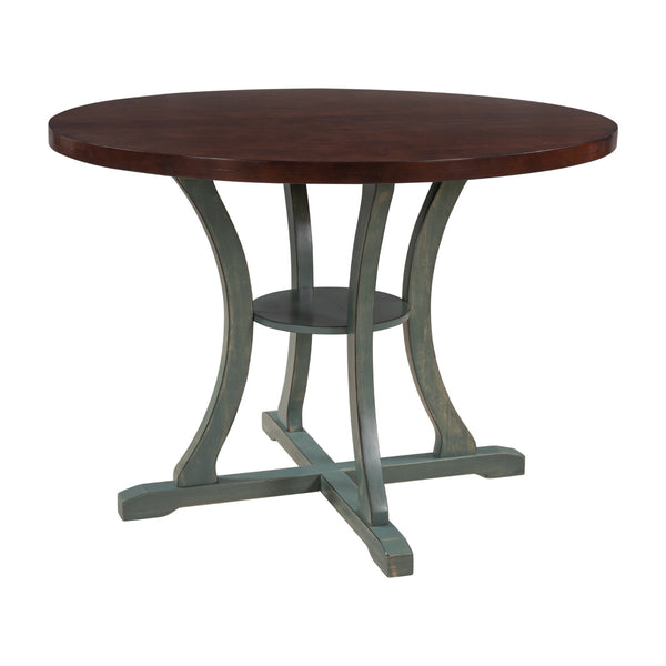 TREXM 5-Piece Round Dining Set With Fabric Chairs & Special-shaped Legs