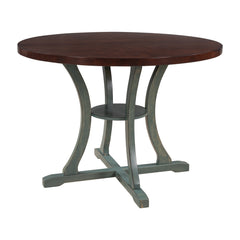 TREXM 5-Piece Round Dining Set With Fabric Chairs & Special-shaped Legs