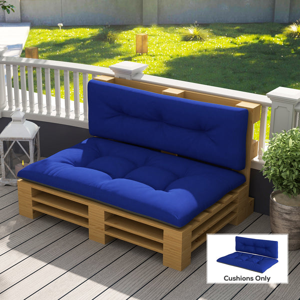 2 Seater Pallet Cushions Outdoor 3.9" Thick Replacement Cushions - Tufted Design for Garden, Patio, Navy Blue
