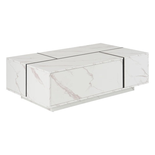Rectangular Sliding Top Coffee Table With 2 Drawers And 2 Hidden Storage For Living Room