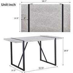 Modern Dining Table Rectangular Dinner Table, Easy Assembly,