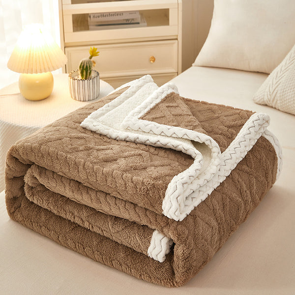 Double Thickened Warm Fleece Sofa Blanket
