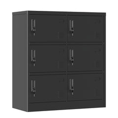 6-Door Employee Storage Locker, Metal Lockers For Office, Gym, School, And Homewith Card Slot Black