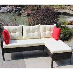 Outdoor Patio Furniture Sets 2 Piece Conversation Set Wicker Ratten Sectional Sofa With Seat CushionsBeige Cushion