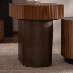 Modern Stylish Wooden Circle Fluted Table For Living Room