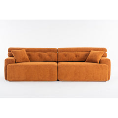 ORANGE COMPRESSION SOFA 4-seater Combined Sofa, Wood Grain Chenille Fabric