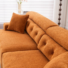 ORANGE COMPRESSION SOFA 4-seater Combined Sofa, Wood Grain Chenille Fabric