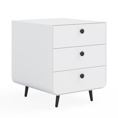 Modern Night Stand Storage Cabinet For Living Room Bedroom, Steel Cabinet With 3 Drawers,Bedside Furniture, Circular Handle