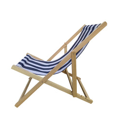 Wood Sling Chair Blue Stripe Broad Blue Stripe  Dark Blue Folding Chaise Lounge Chair