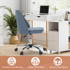 Modern Fabric Armless Adjustable Swivel Office Desk Chairs With Wheels