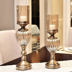Crystal Glass Dining Table European Candle Holder Ornament