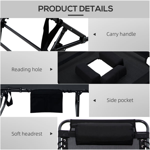 2 Piece Folding Chaise Lounge Pool Chairs with 5-level Reclining Back