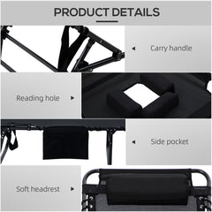 2 Piece Folding Chaise Lounge Pool Chairs with 5-level Reclining Back