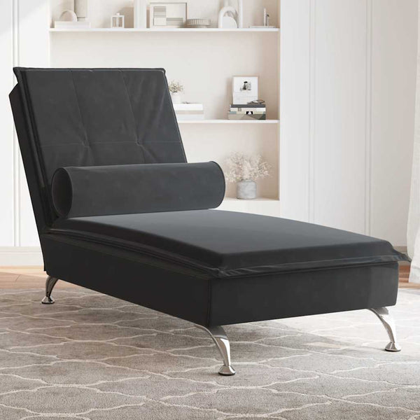 Massage Chaise Lounge with Neck Roll, Velvet