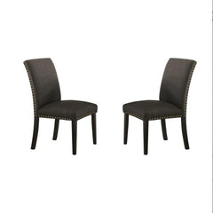 Dining Room Chairs Ash Black Polyfiber Set 2 Chairs Dining Room Furniture