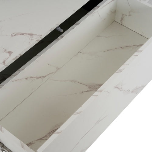 Rectangular Sliding Top Coffee Table With 2 Drawers And 2 Hidden Storage For Living Room