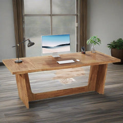 Large Home Office Desk With Solid Wooden Pedestal