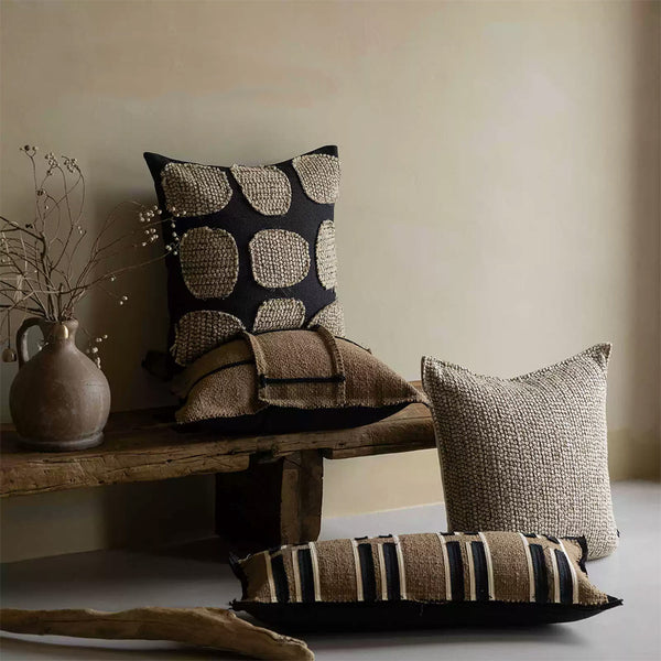 Brown Khaki Luxury Linen Cotton Blend Decorative Pillow Cover