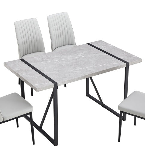Modern Dining Table Rectangular Dinner Table, Easy Assembly,
