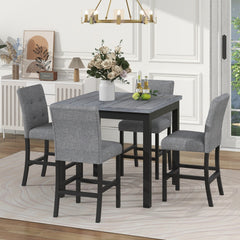 Wood Dining Table, Chairs Stools with Footrest