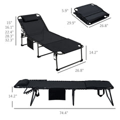 2 Piece Folding Chaise Lounge Pool Chairs with 5-level Reclining Back