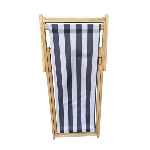 Wood Sling Chair Blue Stripe Broad Blue Stripe  Dark Blue Folding Chaise Lounge Chair