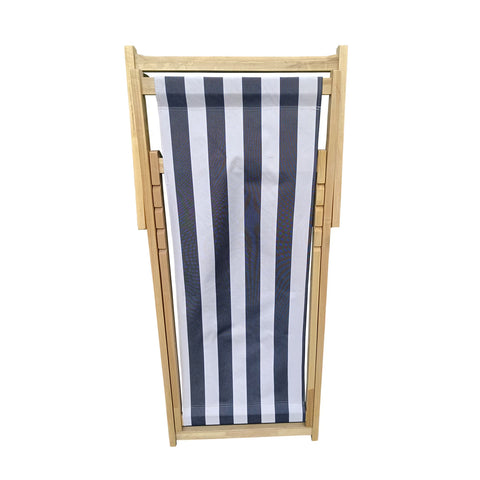 Wood Sling Chair Blue Stripe Broad Blue Stripe  Dark Blue Folding Chaise Lounge Chair