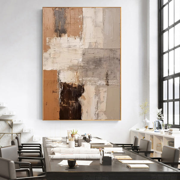 Large Abstract Handmade Painting Brown Textured Wall Art
