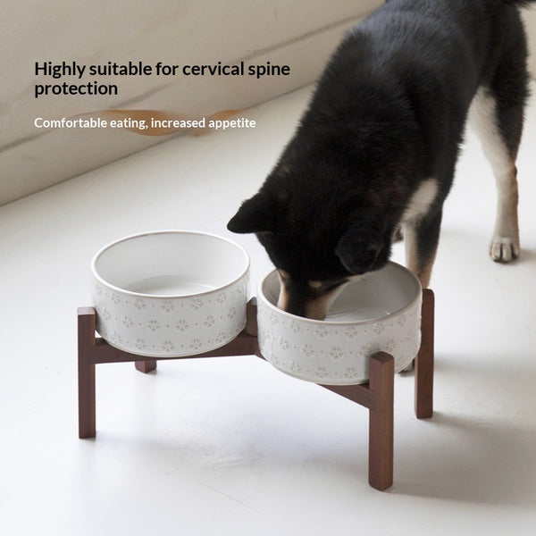 Ceramic Elevated Anti-spill Food and Water Cat & Dog Bowl