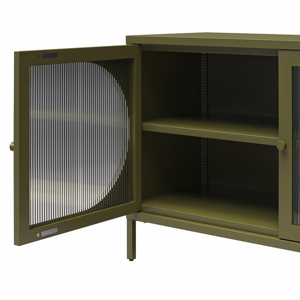 Luna Wide 2-Door Accent Cabinet With Fluted Glass