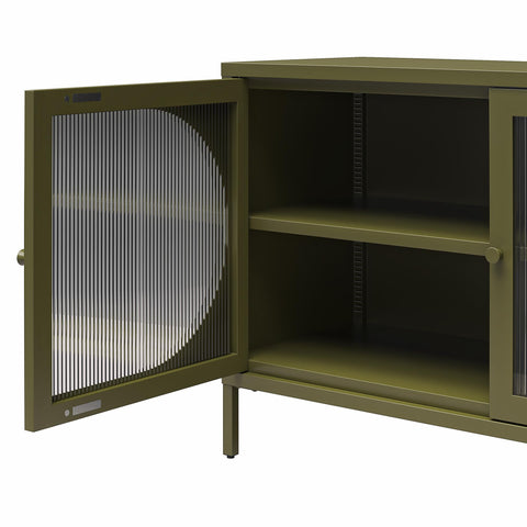 Luna Wide 2-Door Accent Cabinet With Fluted Glass
