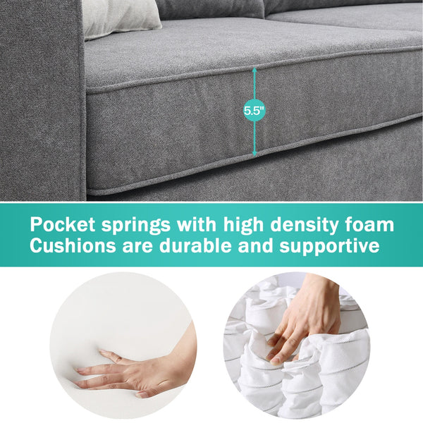 New 91 91  Modern L-Shape Sectional Sofa  Upholstered Living Room Couch