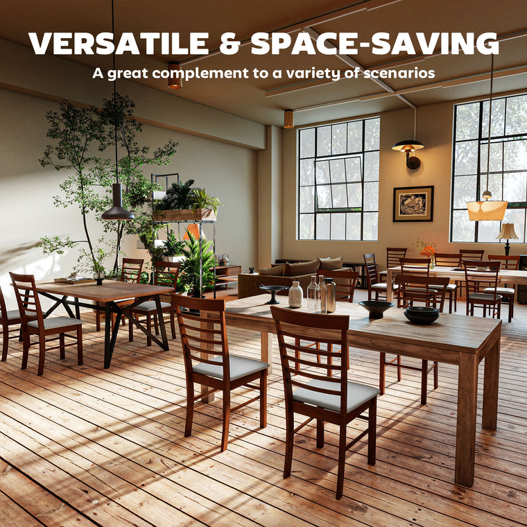 Wooden Dining Chairs Set Of 4, Farmhouse Upholstered Kitchen Chairs With Rubber Wood Frame, Dark Brown And Beige