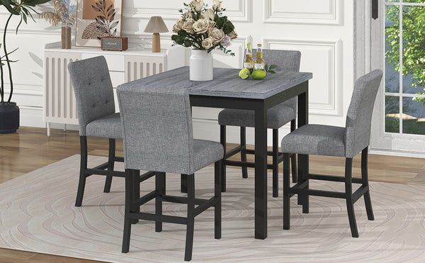 Wood Dining Table, Chairs Stools with Footrest
