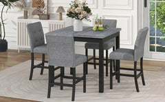 Wood Dining Table, Chairs Stools with Footrest