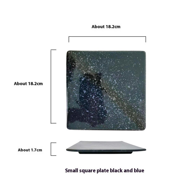Square Plate Colored Glaze Plate Dish Barbecue Ceramic Plate