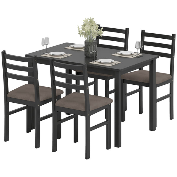Farmhouse Dining Table Set With Upholstered Chairs